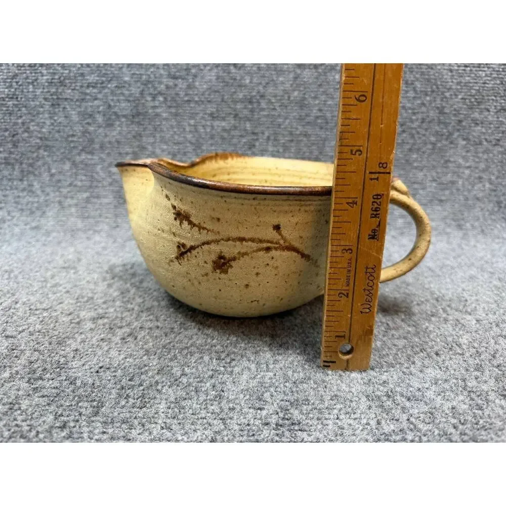 Handmade Studio Pottery Creamer Signed Stoneware Rustic Glaze